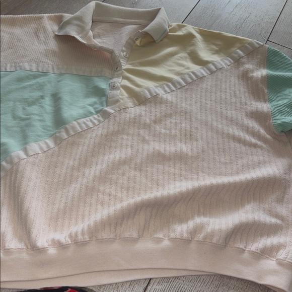 Lavon vintage collared pastel 1980’s blush pink 3/4 sleeve top large - Picture 3 of 4